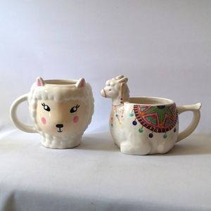 Set of Two Llama Coffee or Tea Mugs by Hallmark and Modern Gourmet Foods